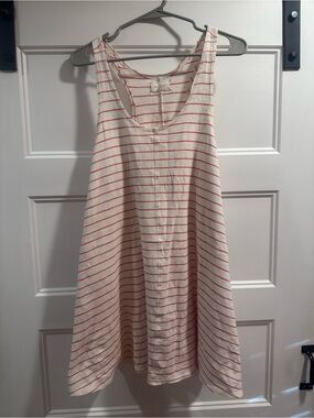 Lou & Grey Striped Sleeveless Swing Tank Dress - Cream with red Stripes